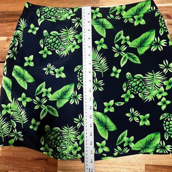 EP PRO Women Golf Skort Skirt 10 Blue Green Turtles Leafs Stretch Zipper Button - Picture 6 of 6